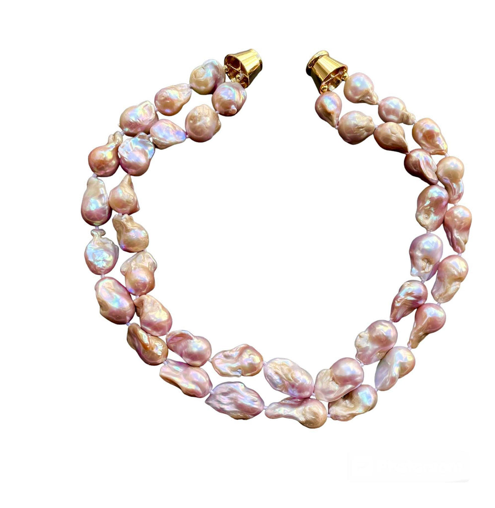 TWO TIER PINK BAROQUE PEARL NECKLACE