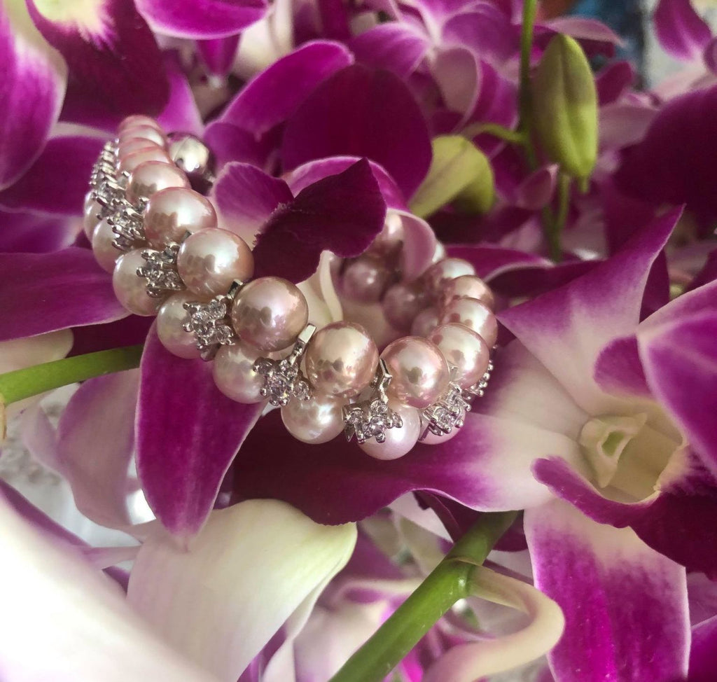 PINK AND WHITE PEARL BRACELET WITH ZIRCONIA