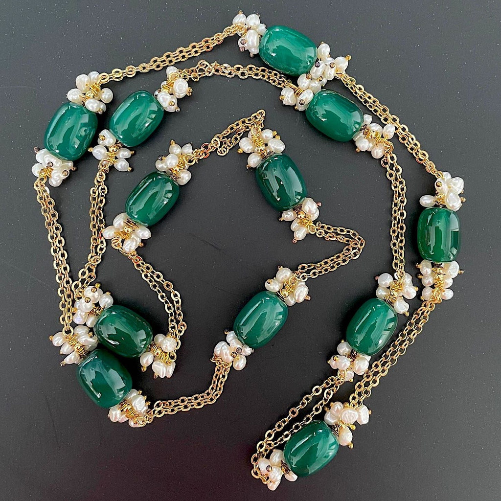 JADE AND PEARL IN DUAL CHAIN