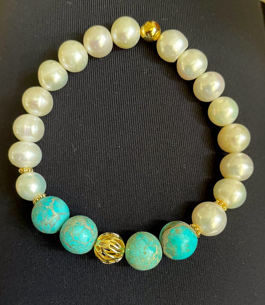 TURQUOISE AND PEARL BRACELET-C