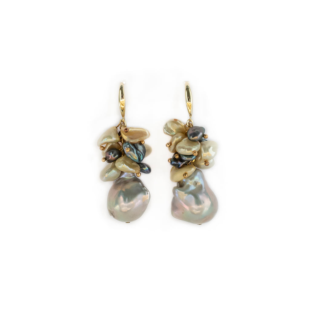 SILVER BAROQUE WITH WITH KESHI PEARL EARRING