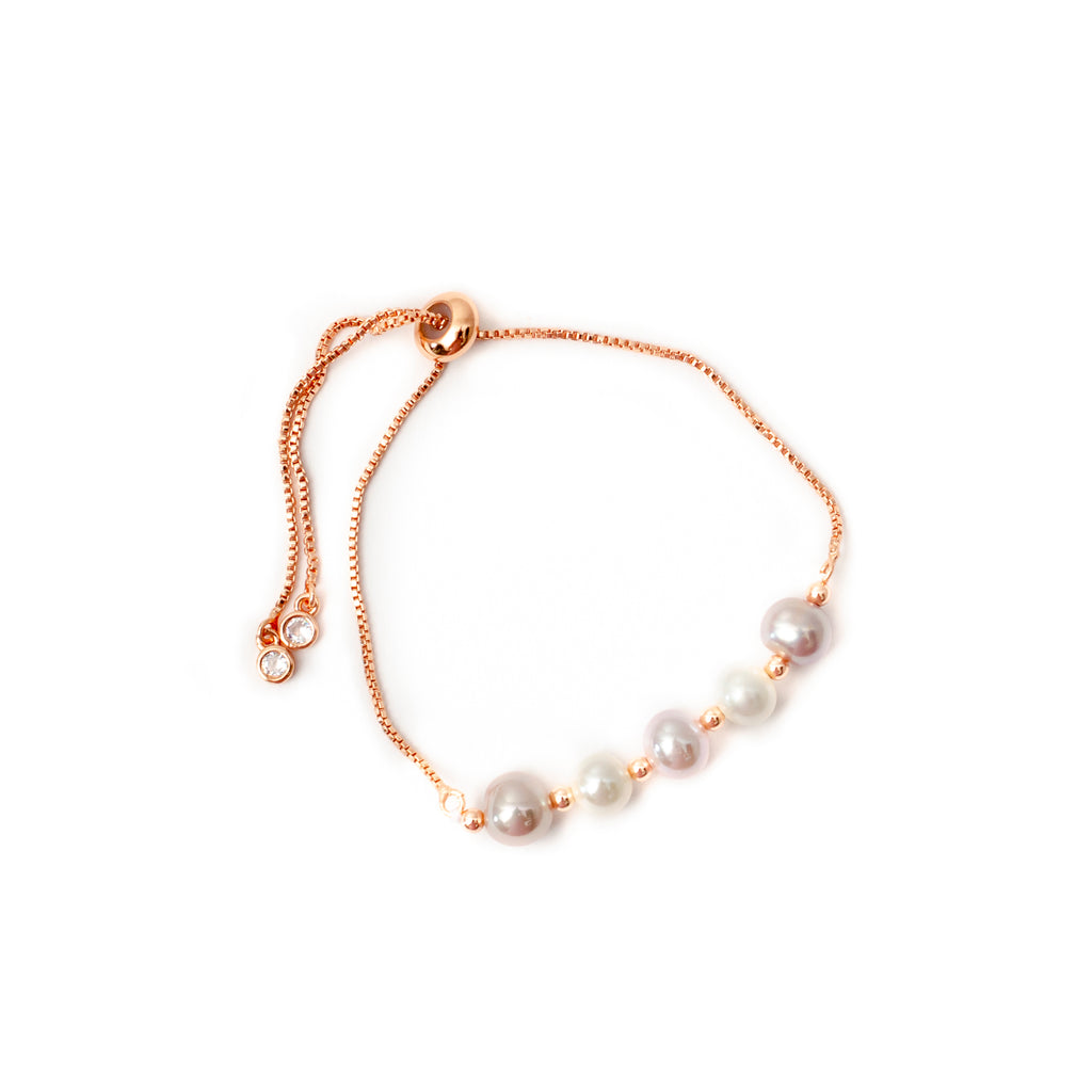 PINK AND WHITE PEARL BRACELET IN ROSE GOLD