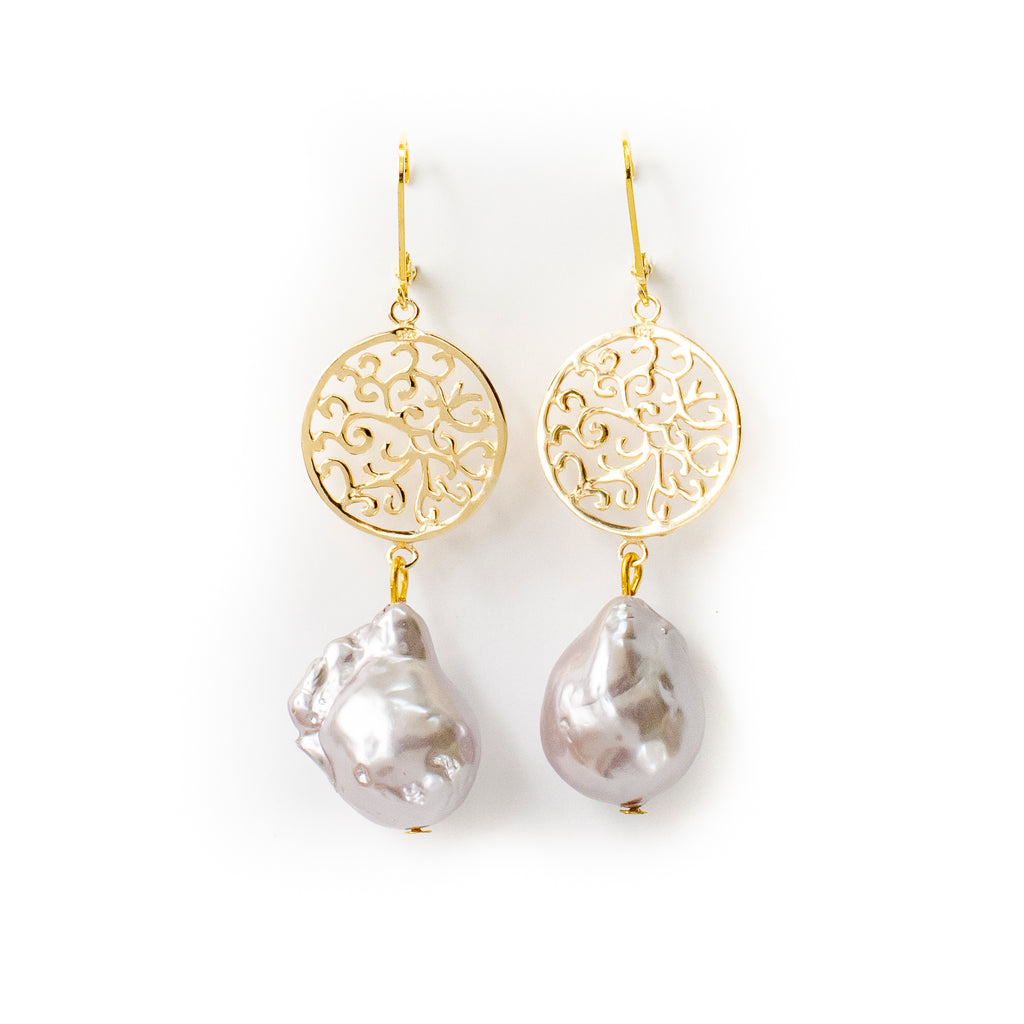 GOLD FILIGREE WITH LILAC PEARL