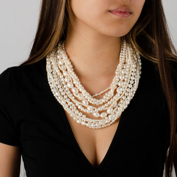 White pearl deals long necklace