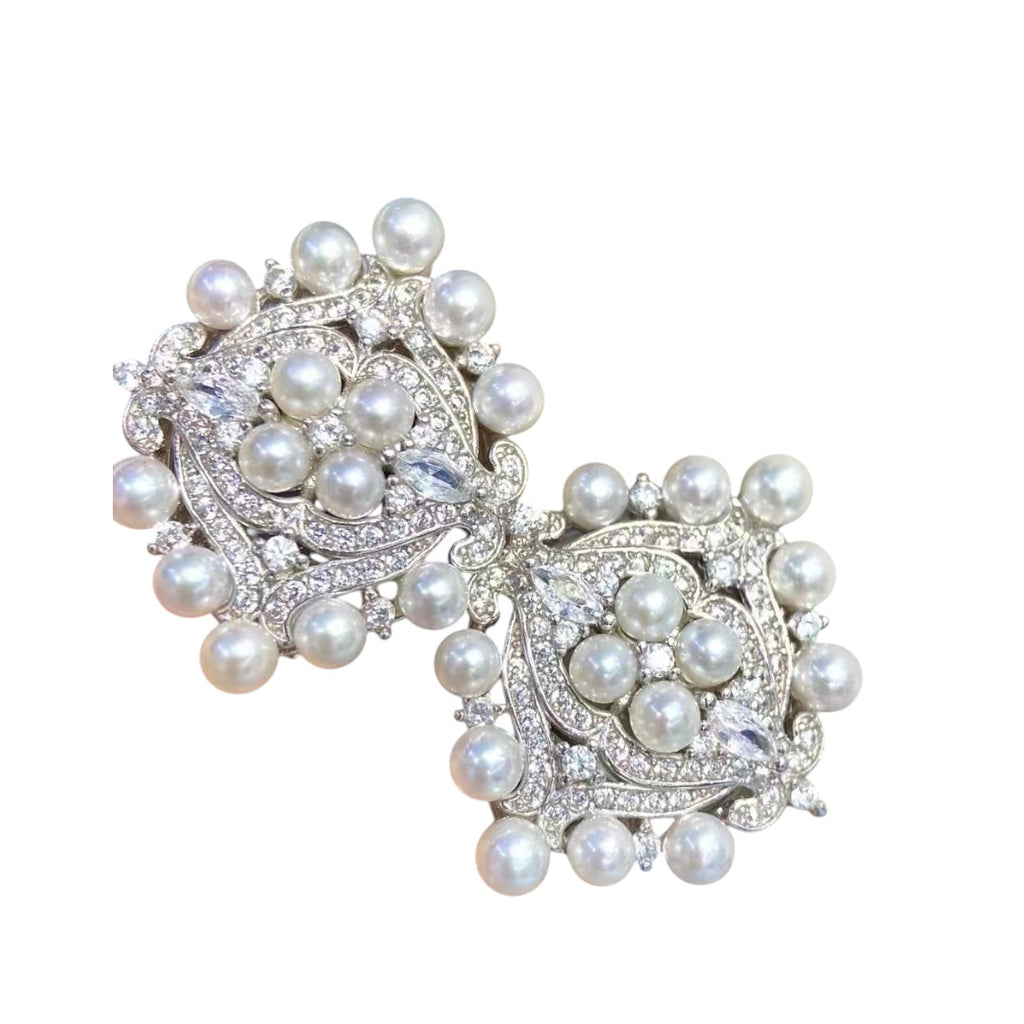 ZIRCONIA WHITE PEARL EARRINGS