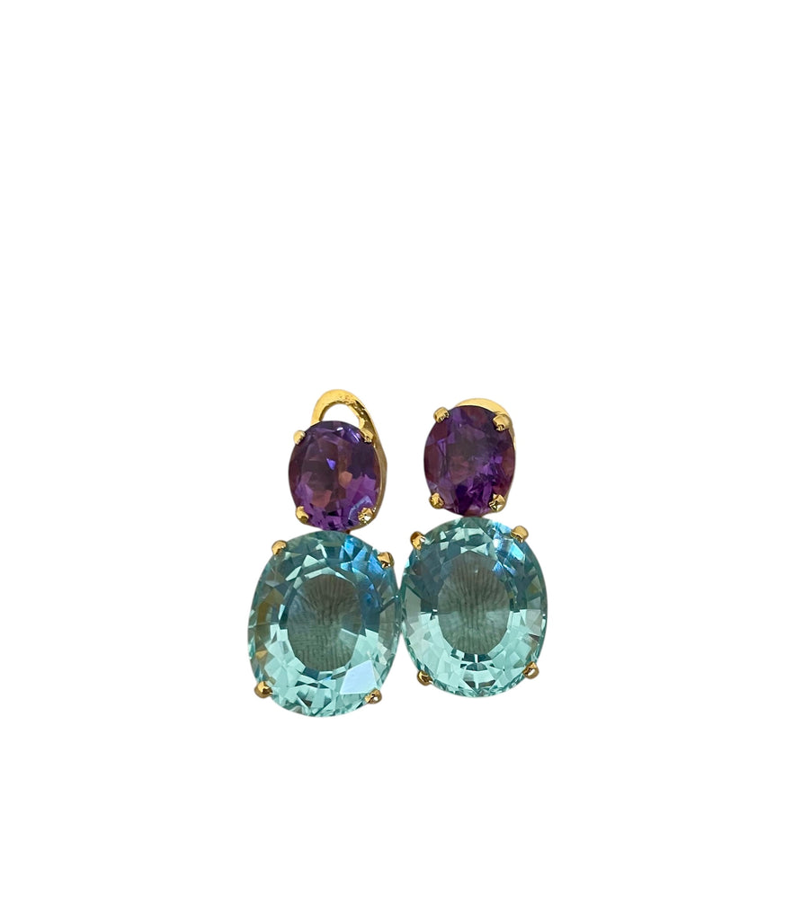 AMETHYST AND AQUA MARINE EARRINGS