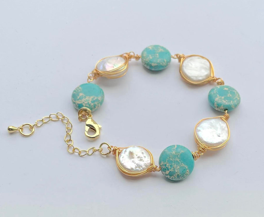 ZEVAR BRACELET WITH PEARL AND TURQUOISE