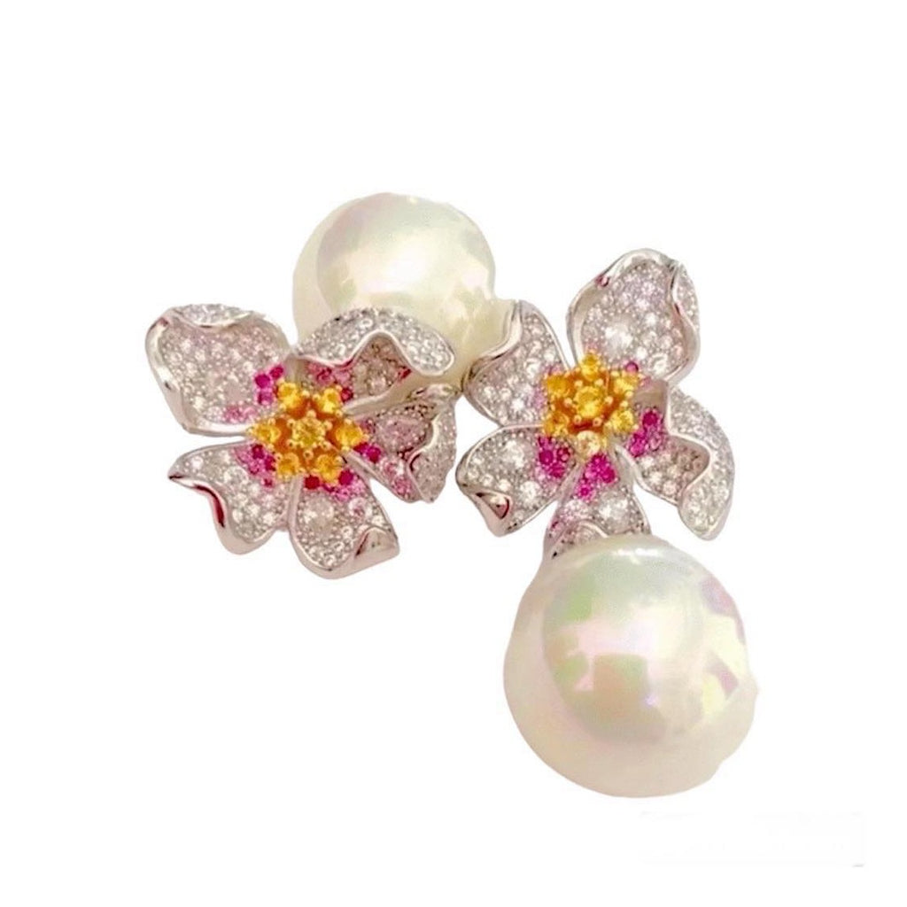 TWISTED FLORAL PEARL EARRIGNS