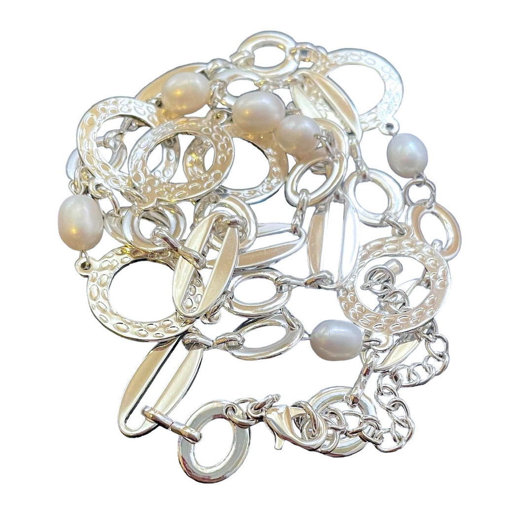 SILVER LOOP WITH PEARL NECKLACE
