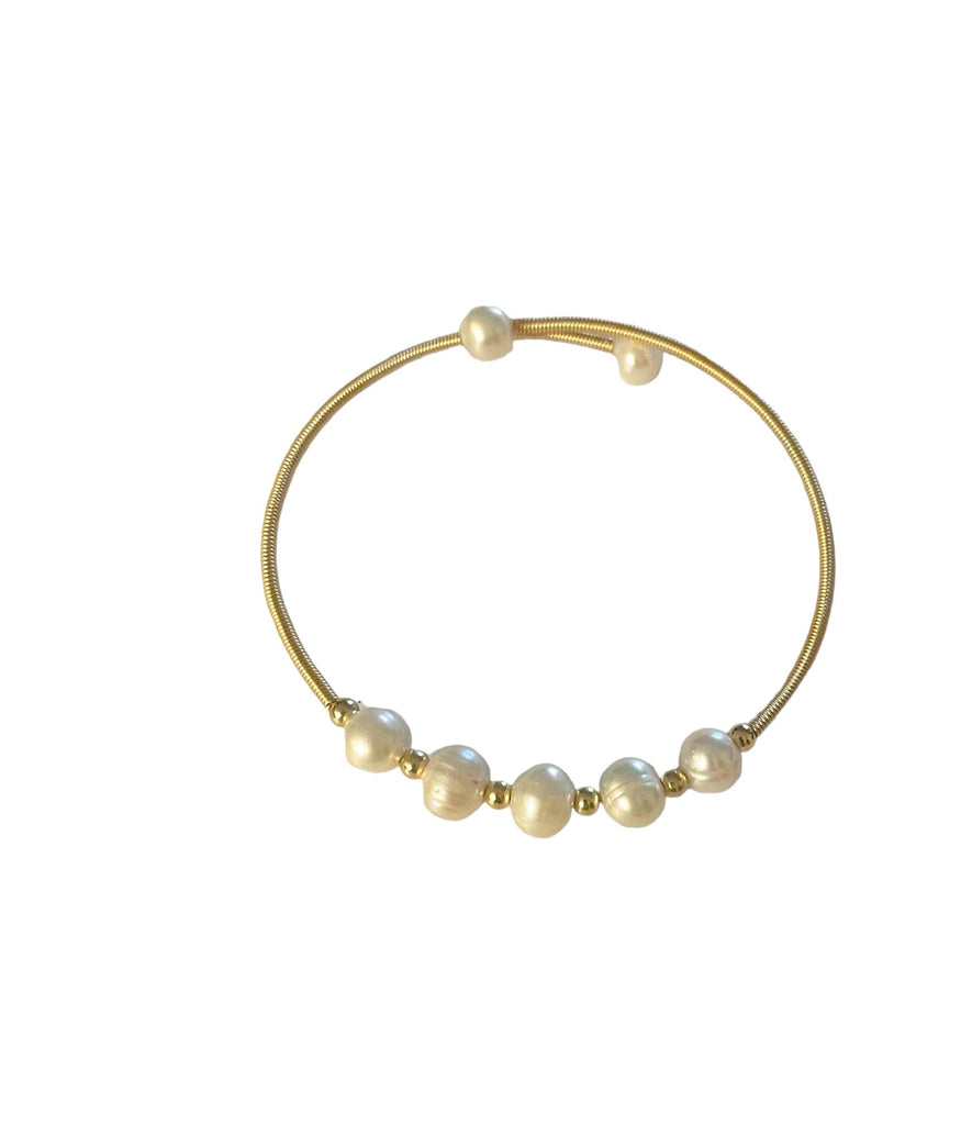 ZEVAR BANGLE WITH WHITE PEARLS IN GOLD BEAD