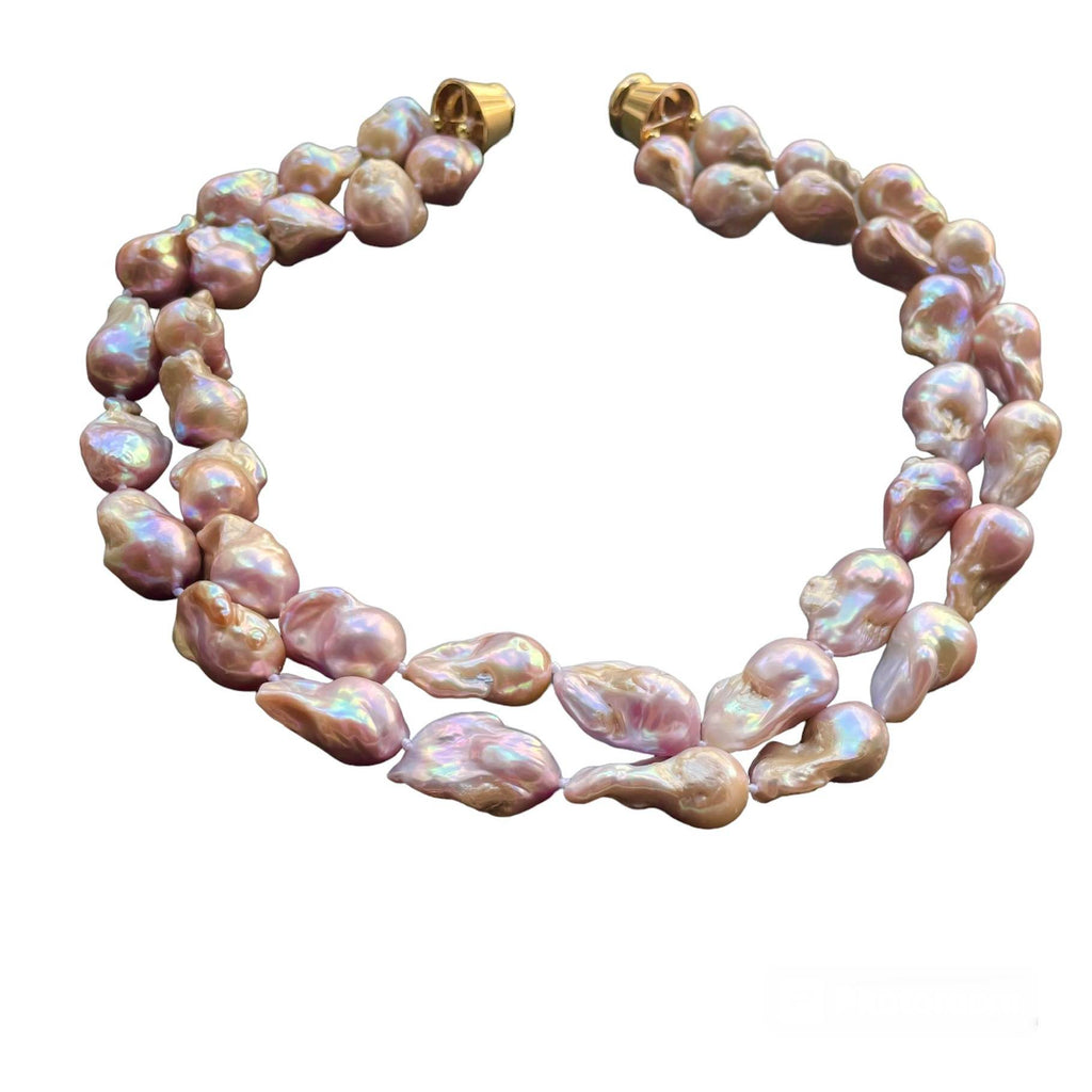 TWO TIER PINK BAROQUE PEARL NECKLACE