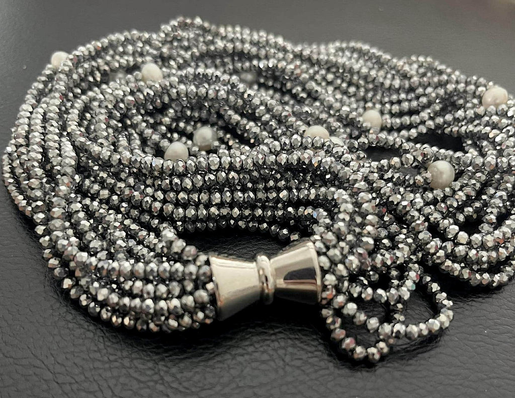 PEWTER CRYSTAL AND PEARL NECKLACE