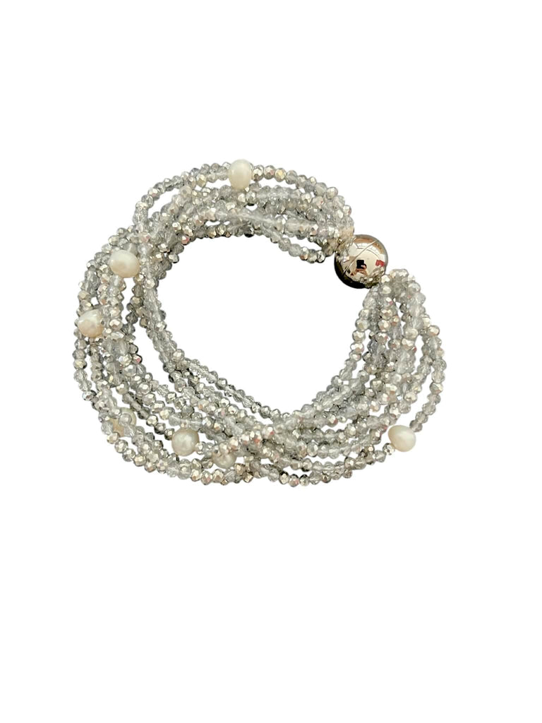 SILVER CRYSTAL AND PEARL BRACELET