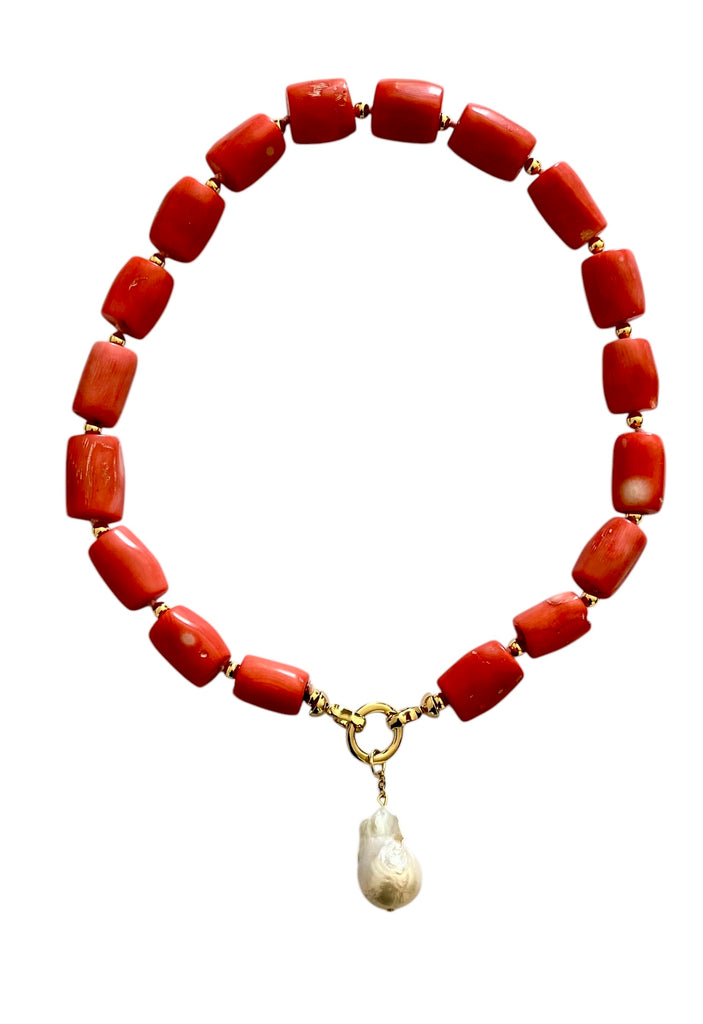 ORANGE CORAL WITH BAROQUE DROP