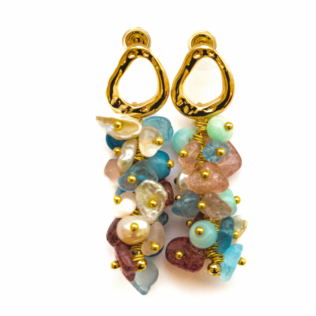 MIX STONE AND PEARL EARRINGS-2