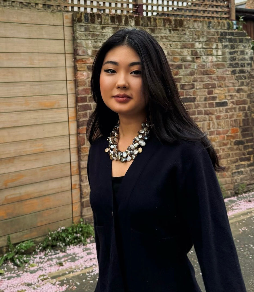 TWO TIER COIN PEARL NECKLACE-DEEP SHADES