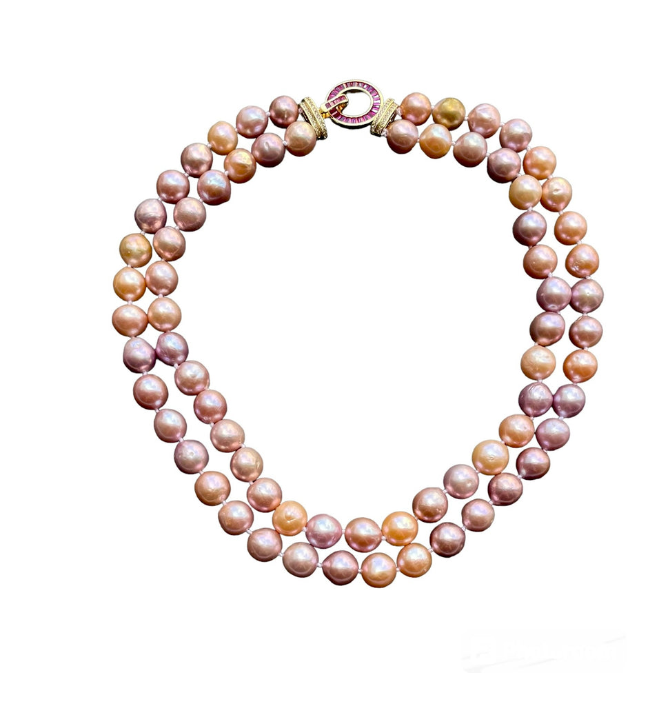 TWO TIER PASTEL EDISON PEARL NECKLACE