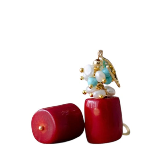 CORAL GRAPE EARRINGS