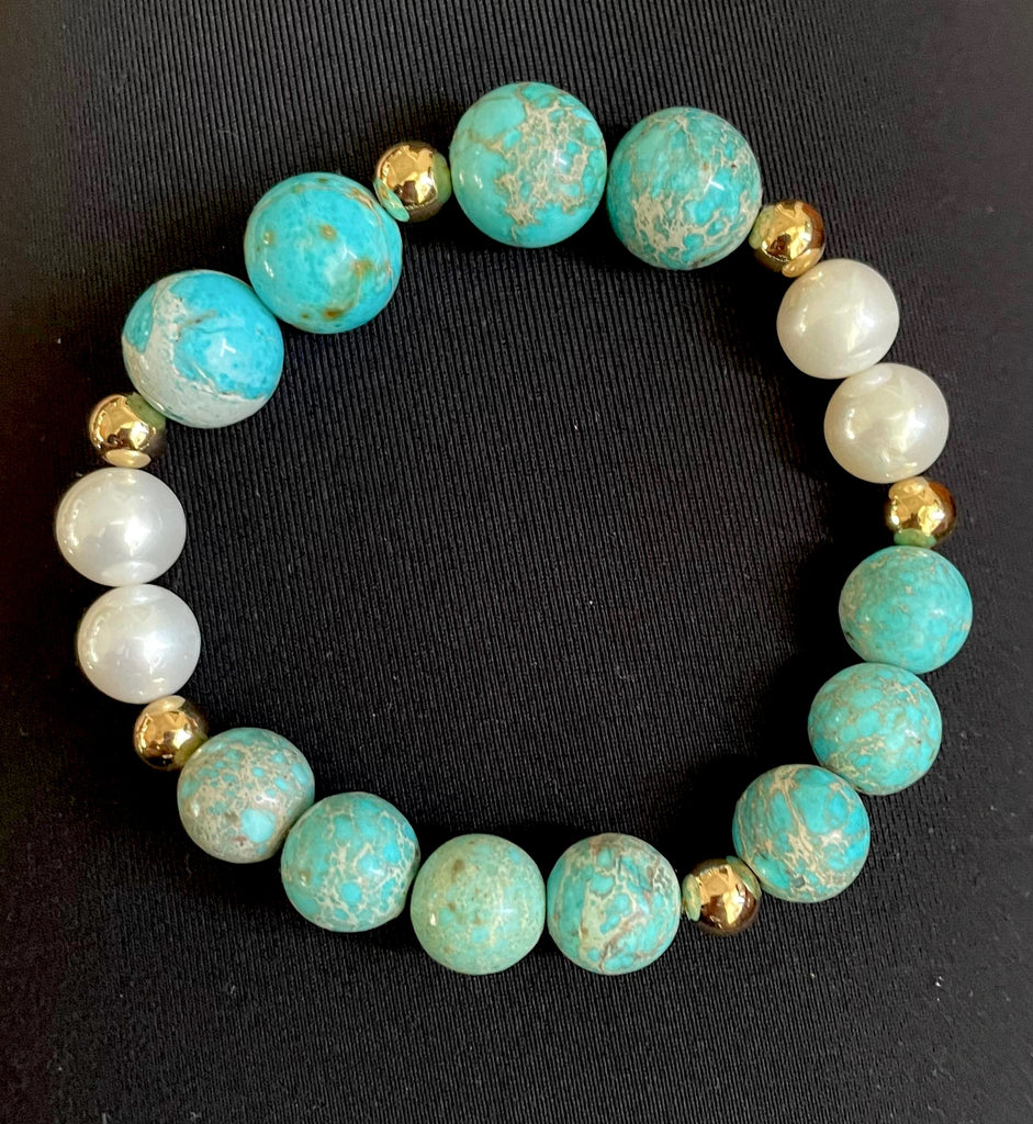 TURQUOISE AND PEARL BRACELET-A