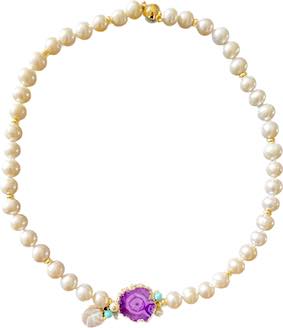 PURPLE AGATE AND PEARL NECKLACE