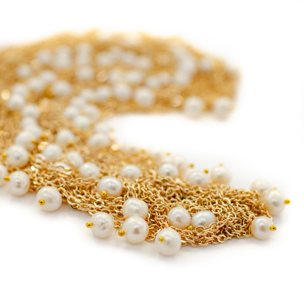 GOLD CLUSTER CHAIN WITH CHUNKY PEARL