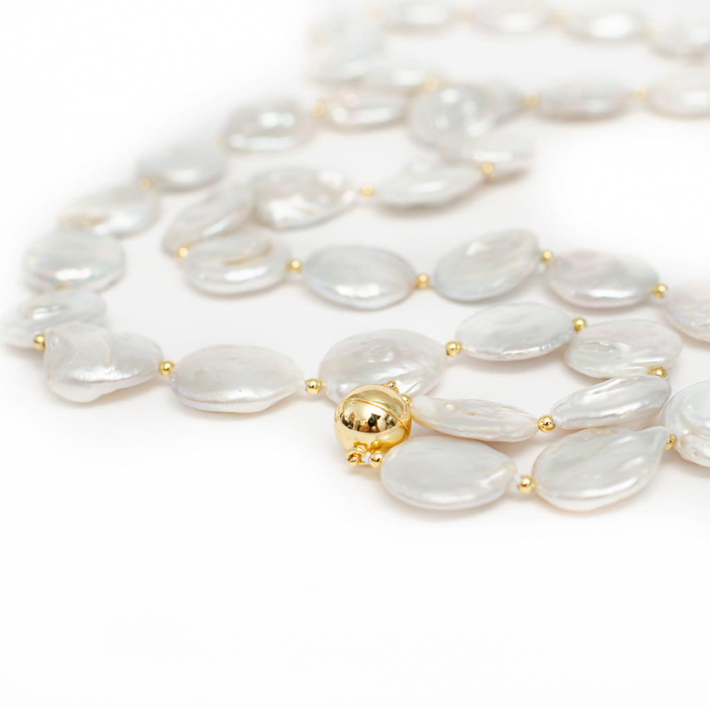 CHUNKY COIN PEARL NECKLACE
