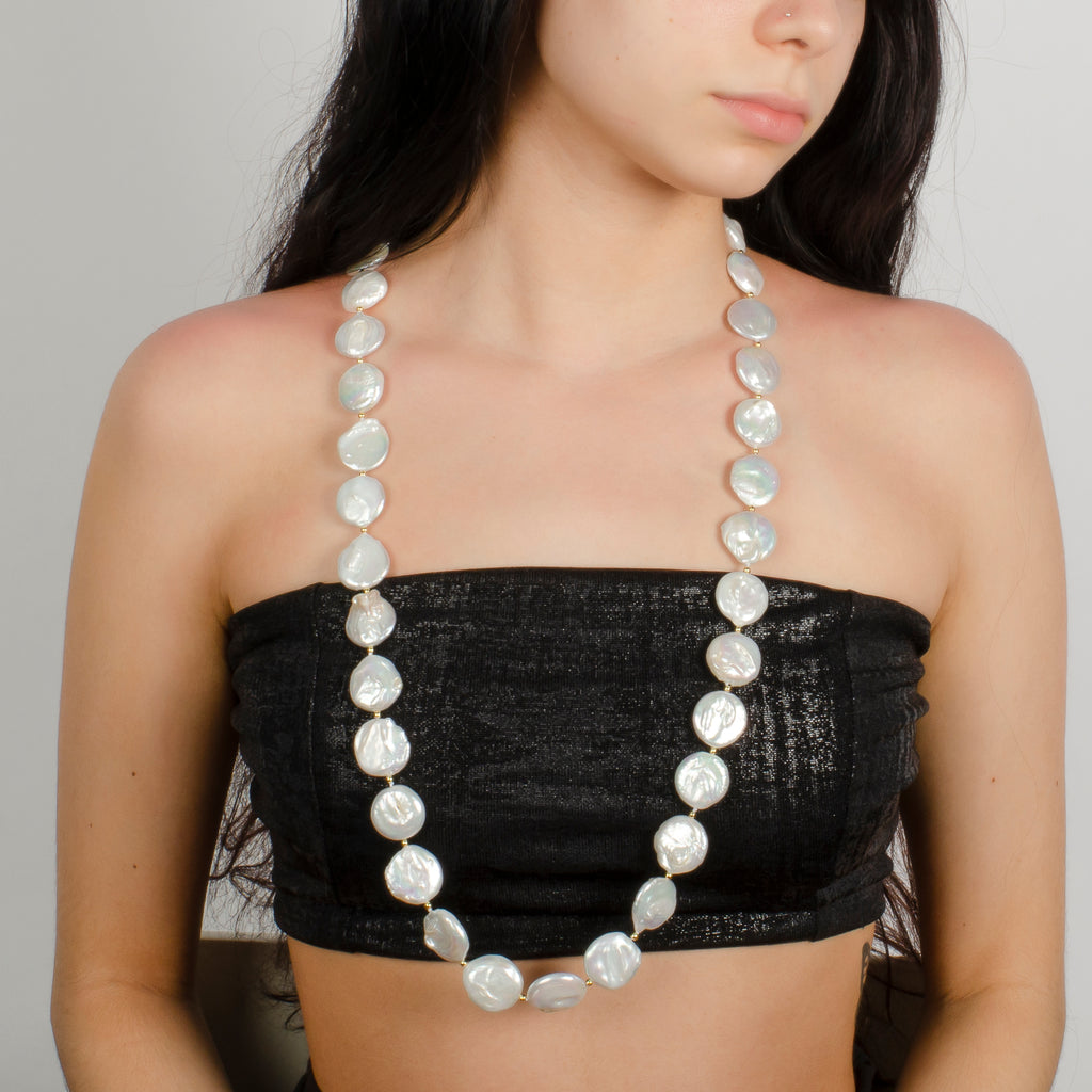 CHUNKY COIN PEARL NECKLACE