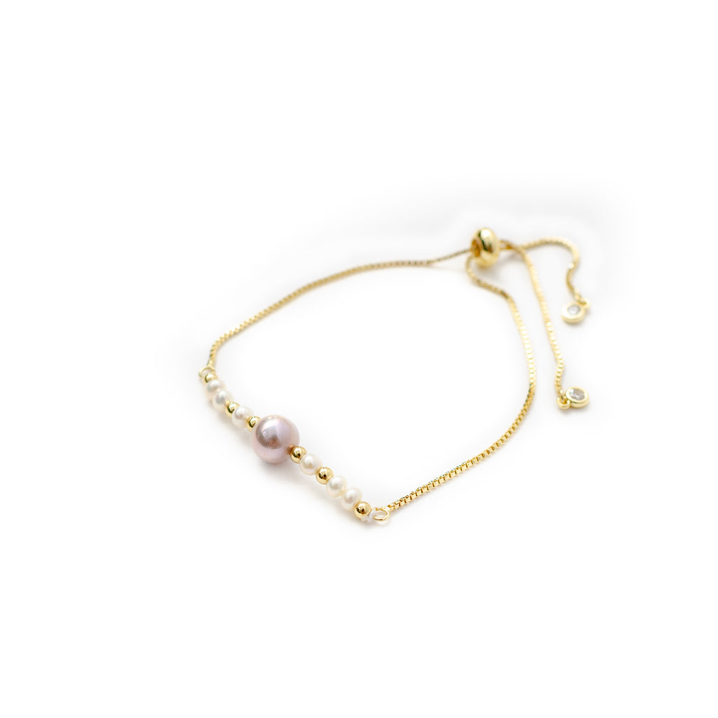 PINK AND WHITE PEARL BRACELET