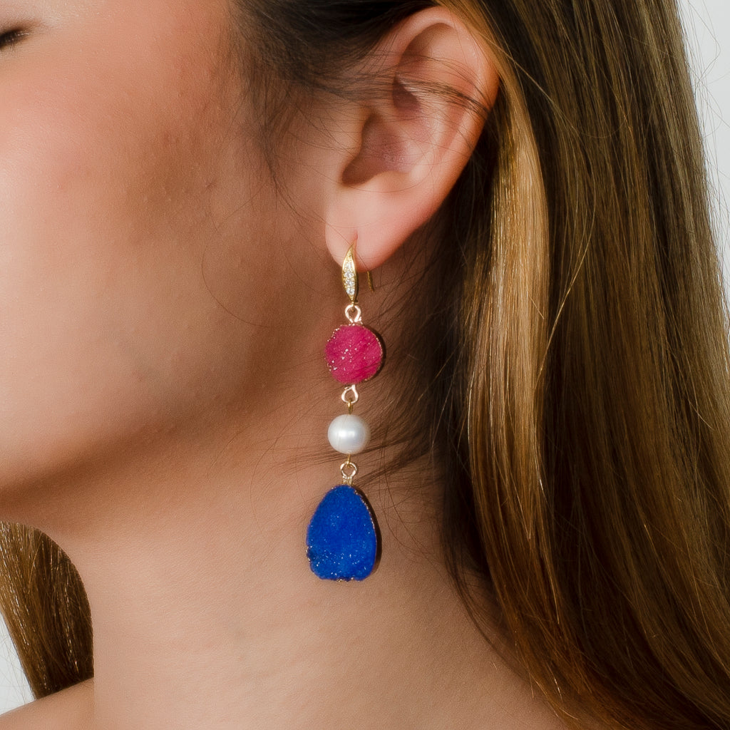 CULTURED DRUZY AND PEARL EARRING