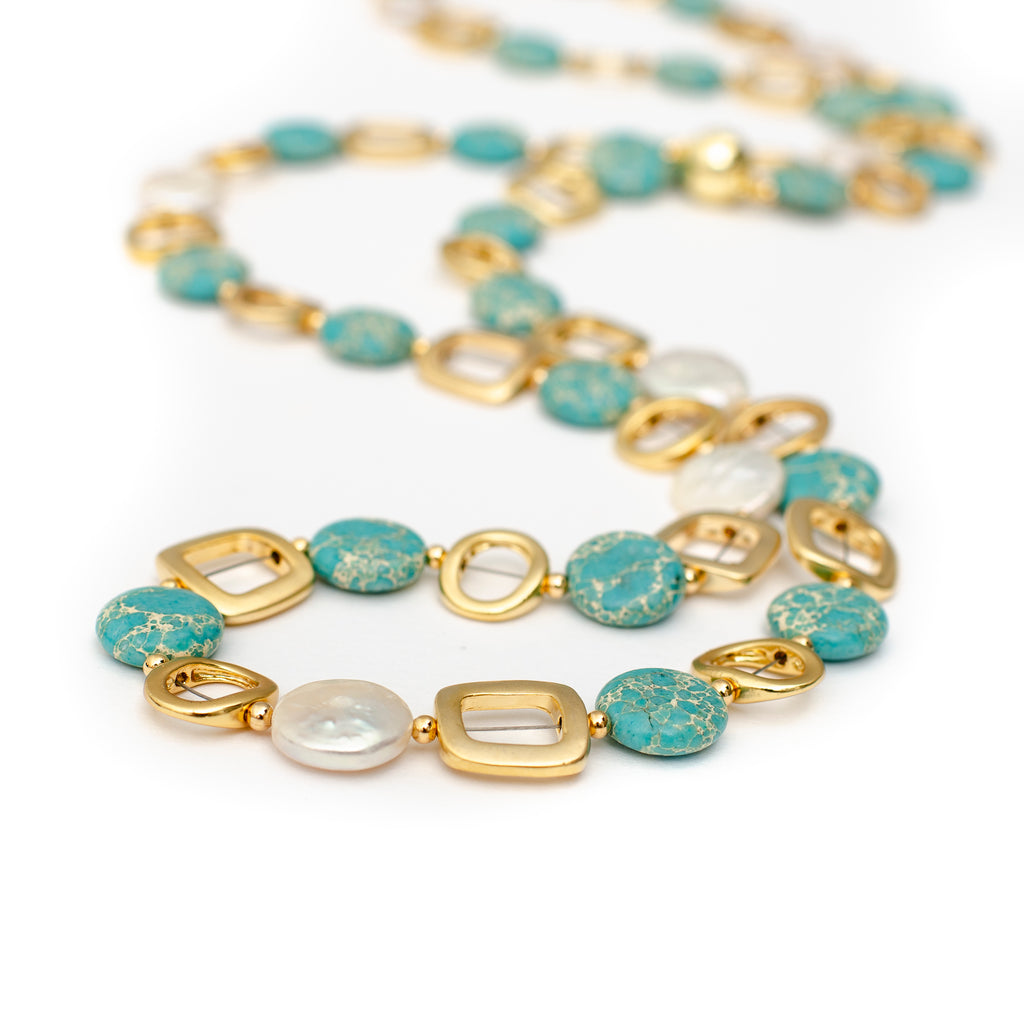 NINI NECKLACE WITH TURQUOISE AND PEARL