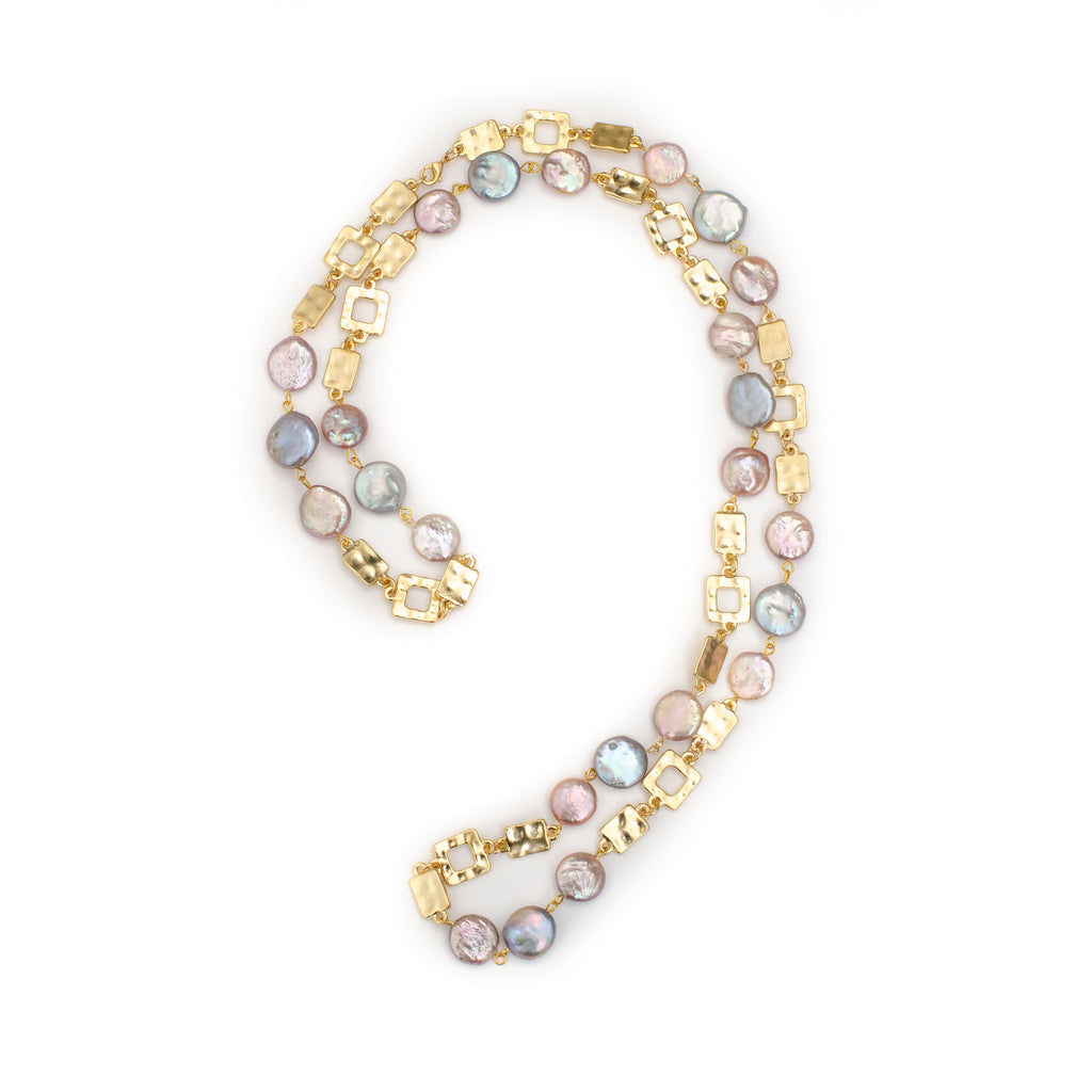 NINI FLAT GOLD WITH GREY AND PINK PEARL