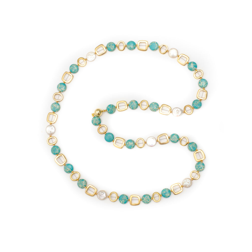 NINI NECKLACE WITH TURQUOISE AND PEARL