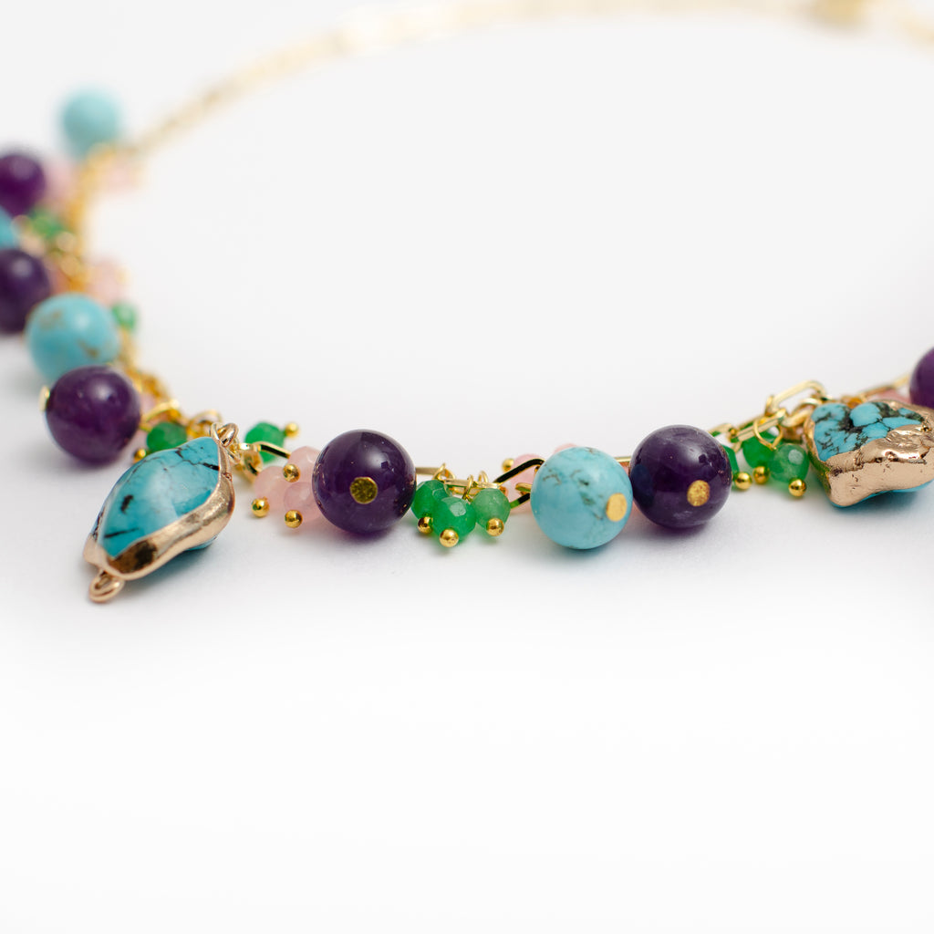 AMETHYST AND TURQUOISE DROP NECKLACE