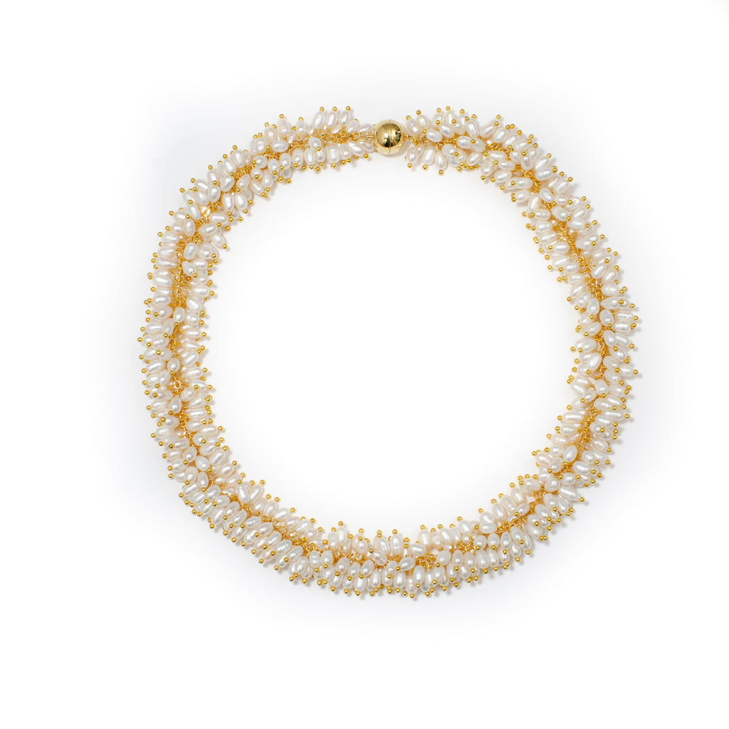 WHITE PEARL CLUSTER NECKLACE