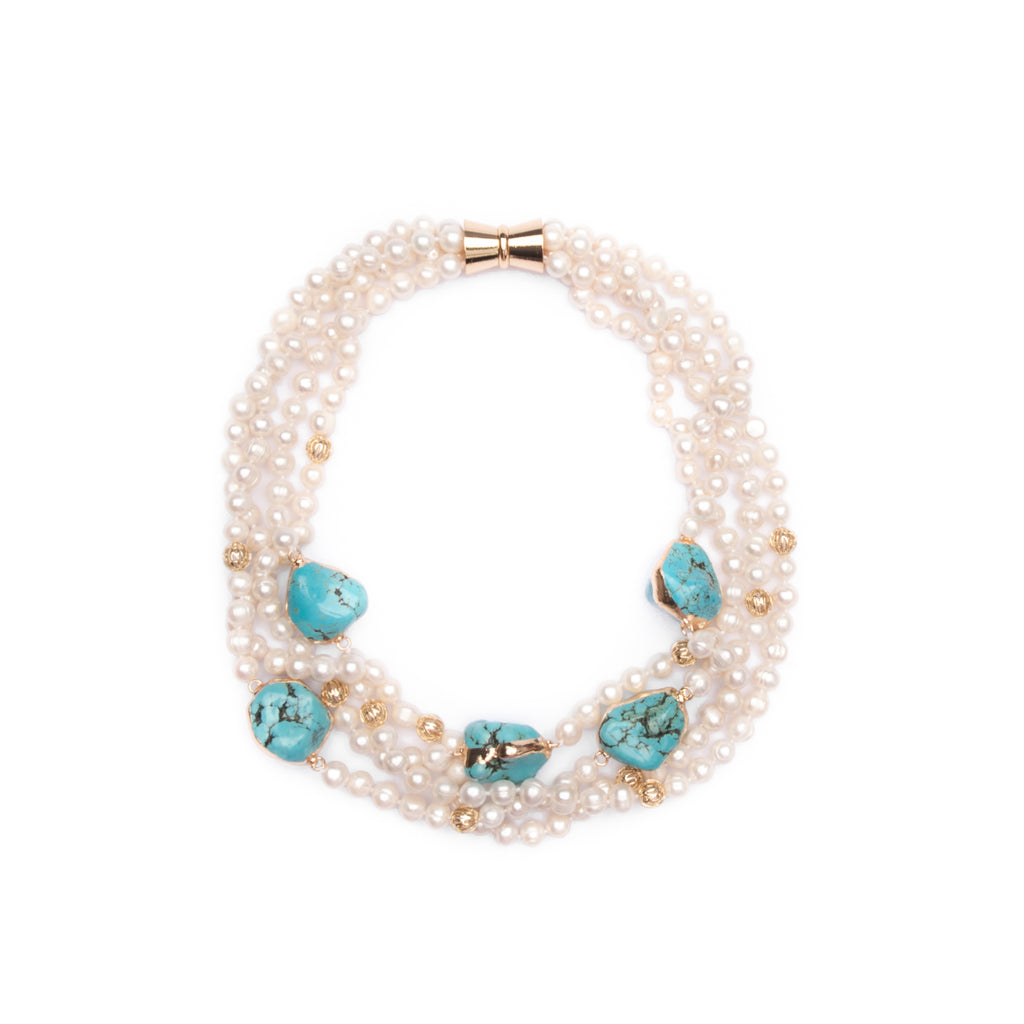 TURQUOISE AND PEARL NECKLACE
