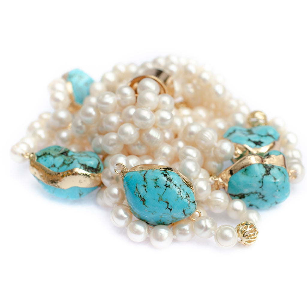 TURQUOISE AND PEARL NECKLACE