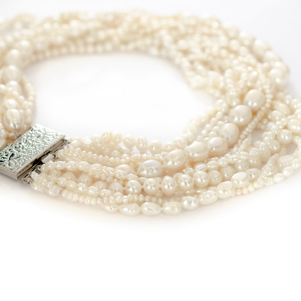 12 TIER WHITE PEARL NECKLACE