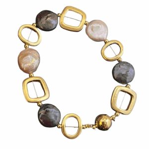 NINI BRACELET WITH BLACK AND PINK PEARL