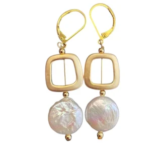 NINI EARRINGS WITH WHITE COIN PEARL