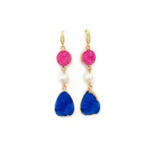 CULTURED DRUZY AND PEARL EARRING