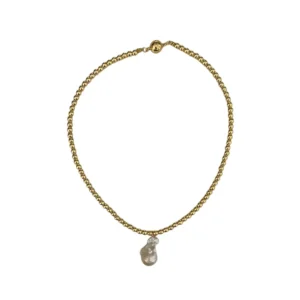 GOLD BALL WITH BAROQUE DROP