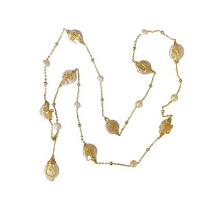 PEARL CHAIN DROP NECKLACE-WHITE