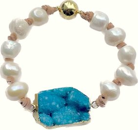 PEARL AND BLUE DRUZY STONE BRACELET