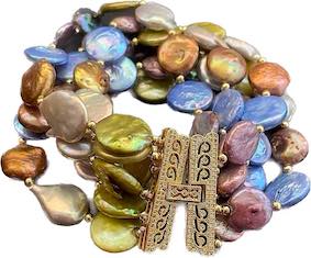 MULTI COLOURED COIN PEARL BRACELET