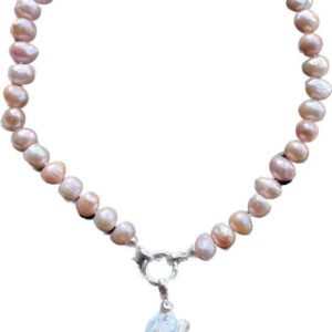 PINK PEARL NECKLACE WITH BAROQUE DROP