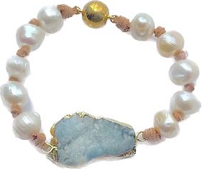 PEARL AND AQUA DRUZY BRACELET