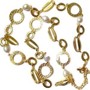 GOLD LOOP WITH SILVER PEARL NECKLACE