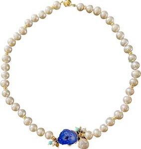 BLUE AGATE AND PEARL NECKLACE