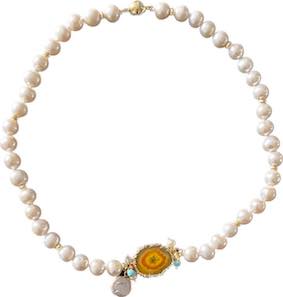 YELLOW AGATE AND PEARL NECKLACE
