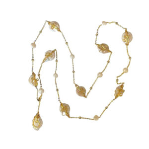 PEARL CHAIN DROP NECKLACE-WHITE